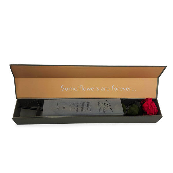 Single Long Stemmed Infinity Dark Pink Rose in Luxury Case