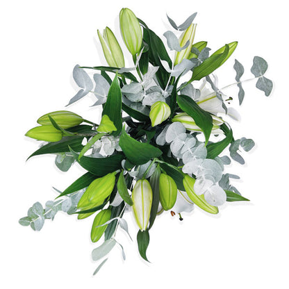 White Lilies in Glass Vase Bouquet